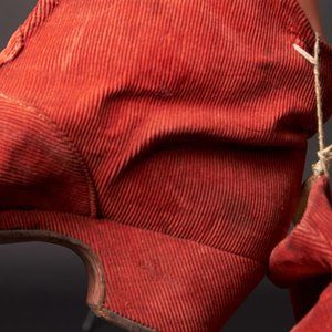 1940s Red Corduroy Peep Toe Boots